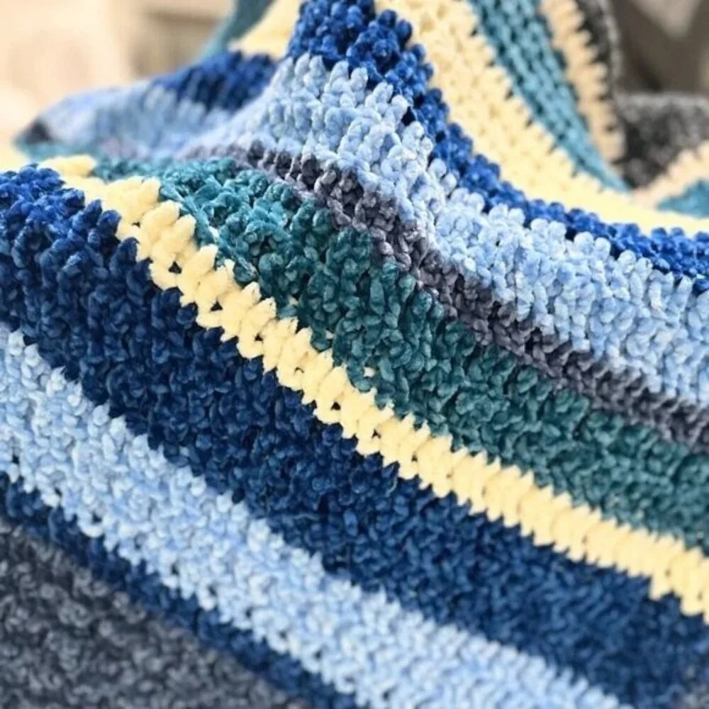 Handmade Crochet Blanket Soft Pleasant to the body in Pastel Colors Knitted